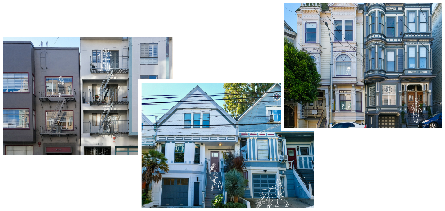 Photo collage of some houses in San Francisco